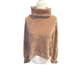 if She Loves Brown Ribbed Turtleneck - Sz. Medium